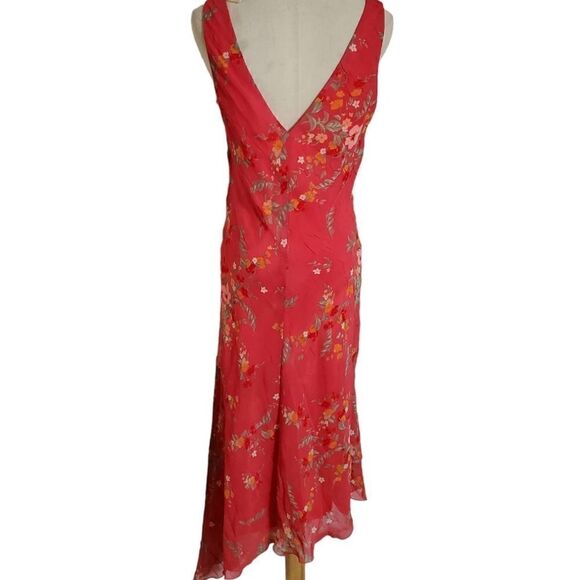 DBY Deep Coral Orange Floral Assymetrical Dress NWT - Picture 4 of 7